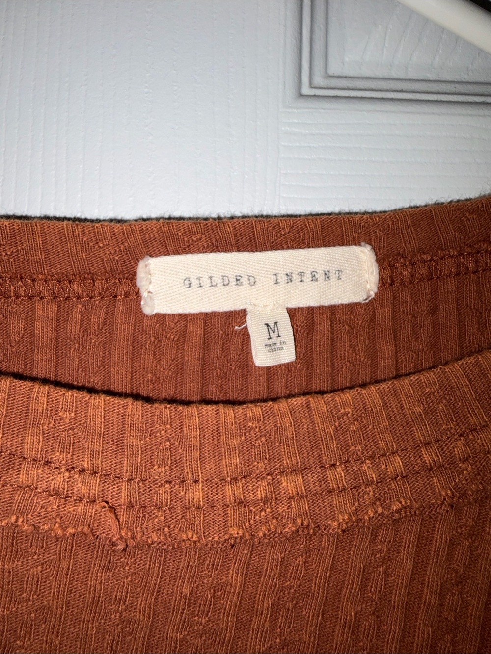 Buckle Rust Ribbed Crop Top Striped Sleeve Boho Women’s Medium - Picture 2 of 6